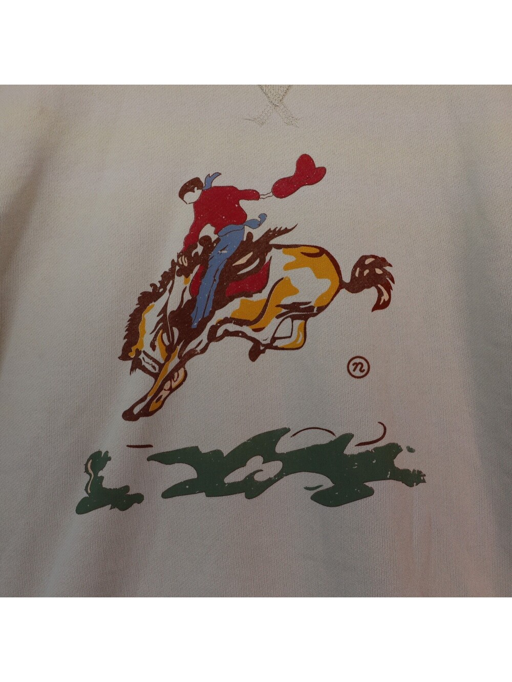 Marine Layer Cloud 9 Tan Cowboy Crewneck Sweatshirt Large